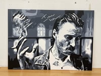 BEGBIE TRAINSPOTTING PAINTING SIGNED BY IRVINE WELSH PINT