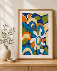 Image 1 of Moldovan Bus Stop Mosaic Cross Stitch Pattern | Floral Folk Art Embroidery (PDF Download)