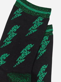 Image 3 of Lightning Bolt Women's Bamboo Socks - Black/Green
