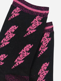 Image 3 of Copy of Lightning Bolt Women's Bamboo Socks - Black/Pink