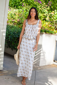 Image 3 of Applique Cami + Lined Bias Maxi Skirt in Rich Booti