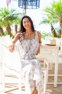 Image 8 of Applique Cami + Lined Bias Maxi Skirt in Rich Booti