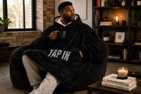Image 1 of TAP IN™ Unisex Hooded Blanket Black