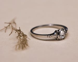 Image of Platinum 4.49mm 'Fleur de Lys' rose-cut diamond ring (LON252)