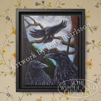 Image 1 of Framed Canvas Print - 3 Black Ravens (Black Wings Watching)