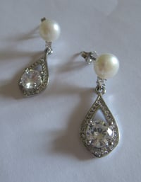 Image 3 of Windsor Pearl Earrings - Heirloom Bridal Drop Earrings