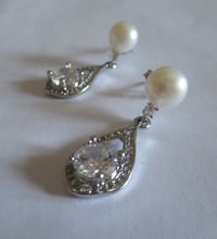 Image 4 of Windsor Pearl Earrings - Heirloom Bridal Drop Earrings