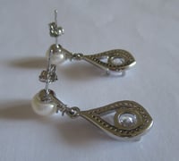 Image 7 of Windsor Pearl Earrings - Heirloom Bridal Drop Earrings
