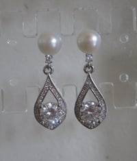 Image 1 of Windsor Pearl Earrings - Heirloom Bridal Drop Earrings
