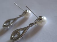 Image 6 of Windsor Pearl Earrings - Heirloom Bridal Drop Earrings