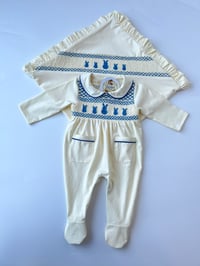 Image 2 of Blue/cream bunny set 