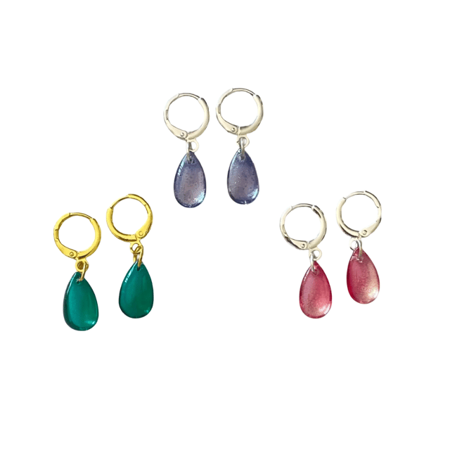 long teardrop gem huggie hoop earrings