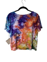 Image 5 of ♻️ UPCYCLED XXL Rib Knit Crop Tee in Earthy Rainbow Ice Dye