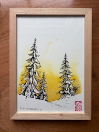 Image 1 of Framed Ink original, tree grouping 1