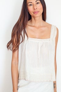 Image 3 of Applique Cami Oat Stripe + Lined Bias Skirt Oat Stripe