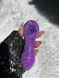 Image 2 of Lavender Freezable Glitter Glass Hand Pipe   