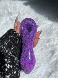 Image 17 of Lavender Freezable Glitter Glass Hand Pipe   