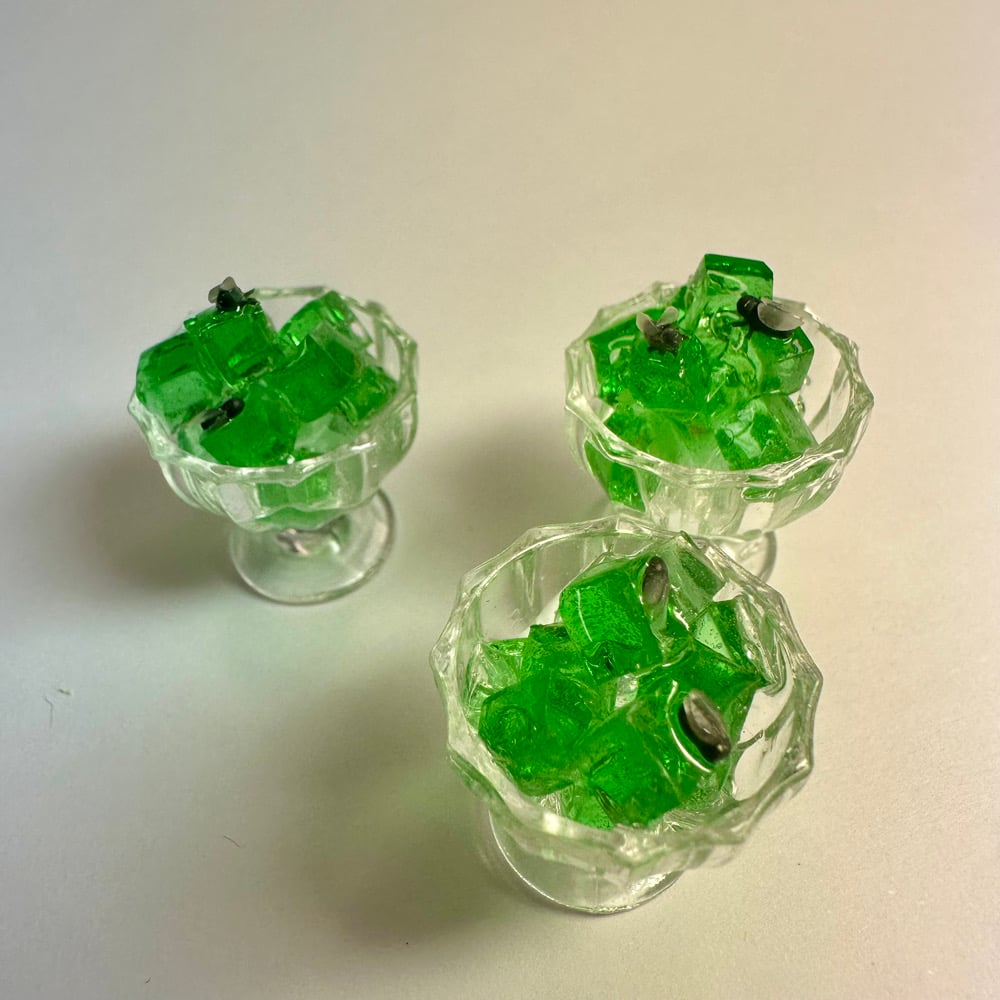 Image of Cubed Gelatin with Flies