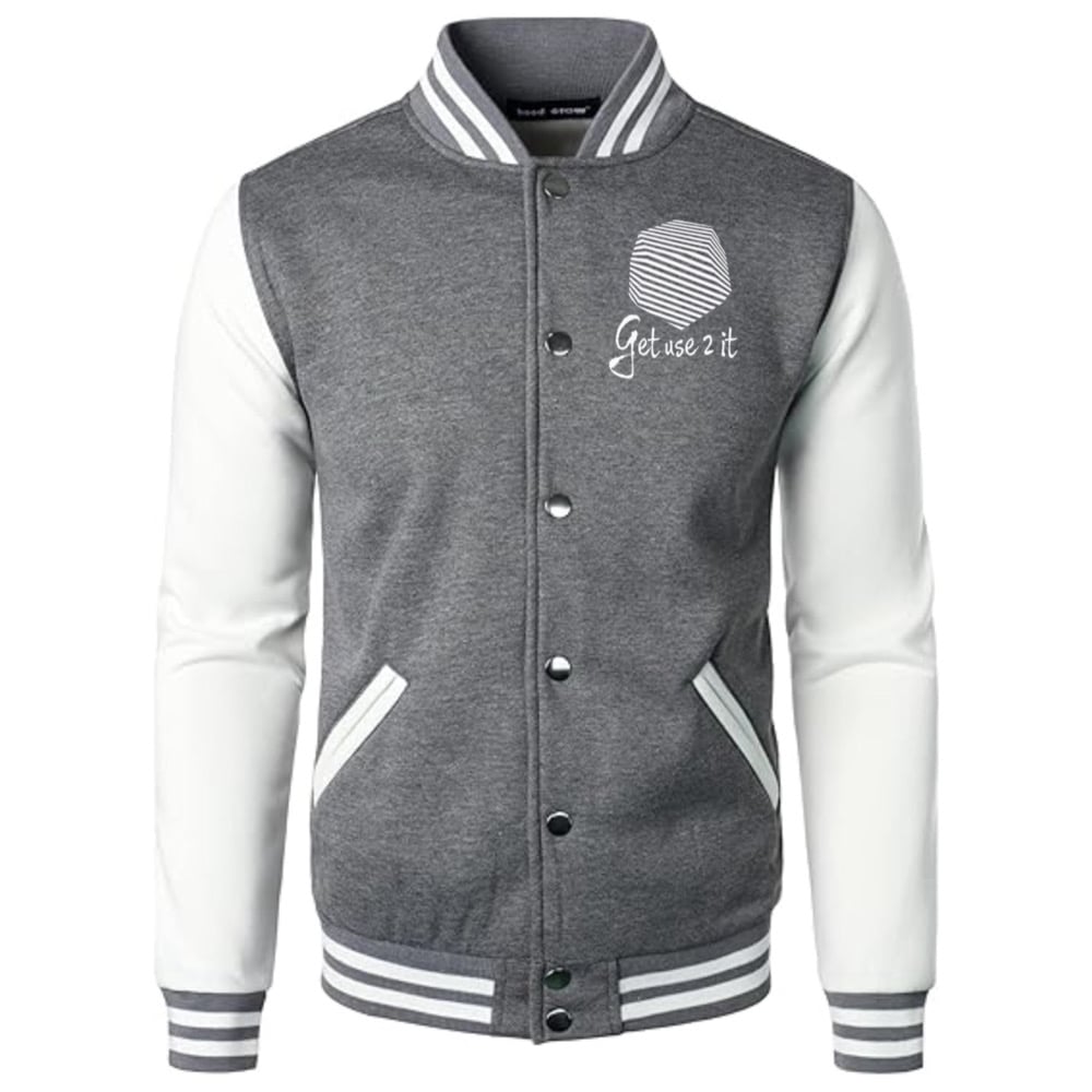 Image of Get Use 2 It Varsity Baseball Jacket (Grey)