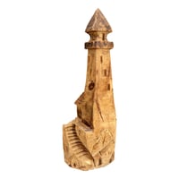 Image 3 of TALL CARVED WOODEN LIGHTHOUSE