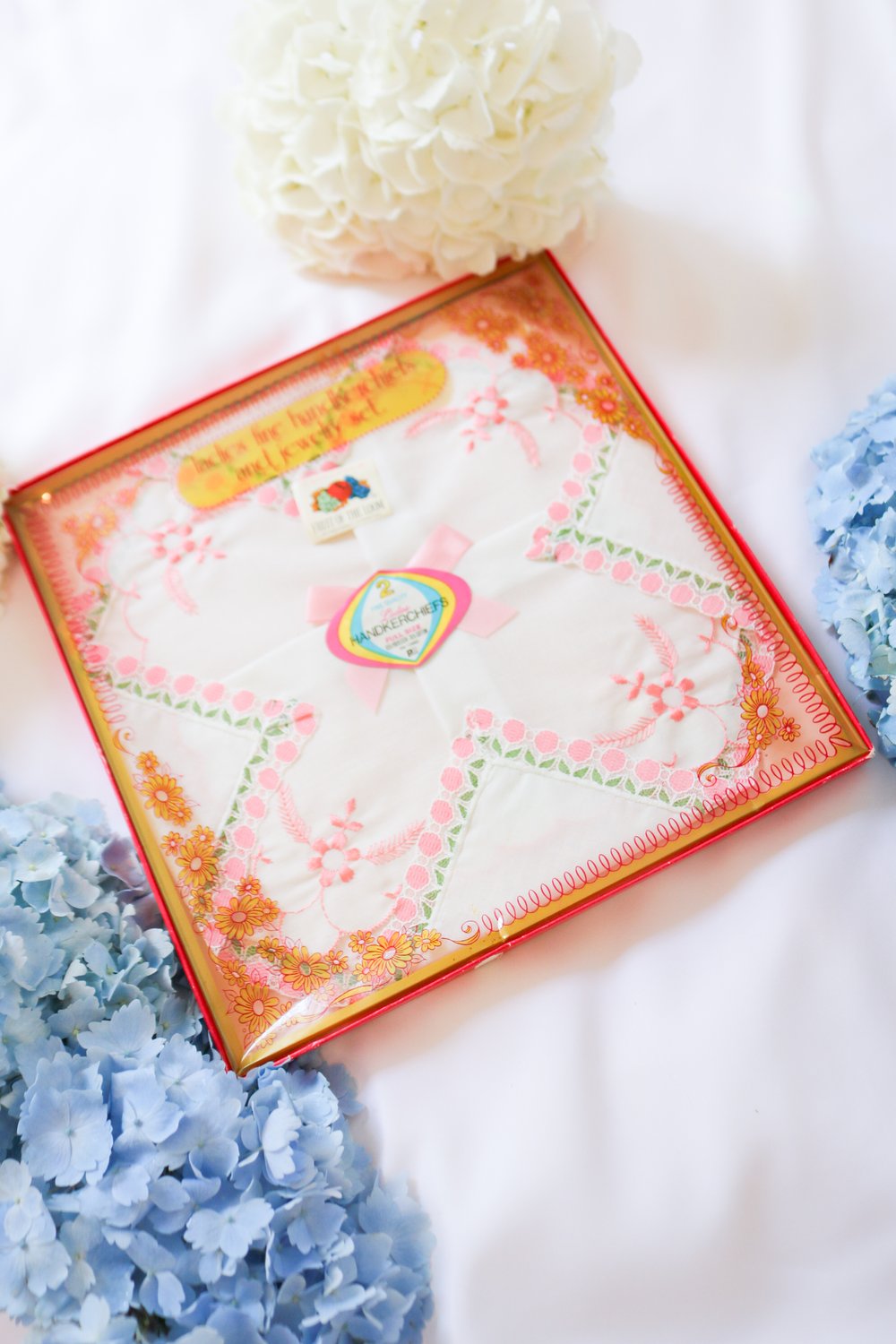 Vintage Ladies Set of 2 Fruit of Loom Headkerchiefs Gift Set  