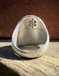 Image 6 of WL&A Old Style Sterling Silver High Grade Oval Patagonia Turquoise Signet - Size 11