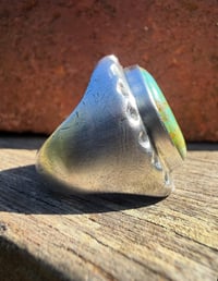 Image 5 of WL&A Old Style Sterling Silver High Grade Oval Patagonia Turquoise Signet - Size 11