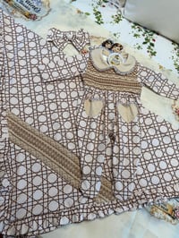 Image 2 of Dior inspired smocked Babygrow set 