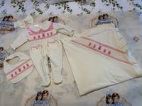 Image 4 of Pink bunny smocked Babygrow set