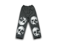 Image 2 of Custom Upcycled Reworked Screen Print heather gray champion sweatpants – Skulls, heavy metal