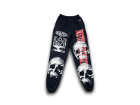 Image 1 of Custom Upcycled Reworked Screen Print navy blue champion sweatpants – Skulls, Boston 