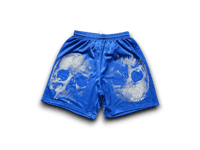 Image 1 of custom upcycled reworked royal blue mesh gym shorts 