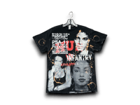 Image 1 of  custom upcycled reworked screen print Hun black T shirt - Lauren Hill, Sade Adu, black panther