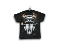 Image 2 of  custom upcycled reworked screen print bleached black T shirt - evil monroe, skulls 