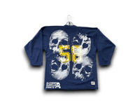 Image 2 of custom upcycled reworked screen print navy blue hockey jersey - Skulls 