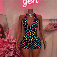 Image 1 of poka dot halter short set 