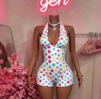 Image 2 of poka dot halter short set 