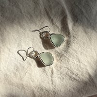 Image 1 of WHITE/AQUA BURLY EARRINGS