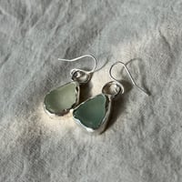 Image 4 of WHITE/AQUA BURLY EARRINGS