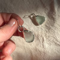 Image 3 of WHITE/AQUA BURLY EARRINGS