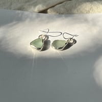 Image 2 of WHITE/AQUA BURLY EARRINGS