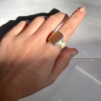 Image 3 of AMBER/PEARL ARMOUR RING (Q ½)