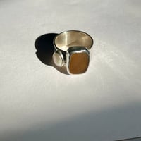 Image 1 of AMBER/PEARL ARMOUR RING (Q ½)