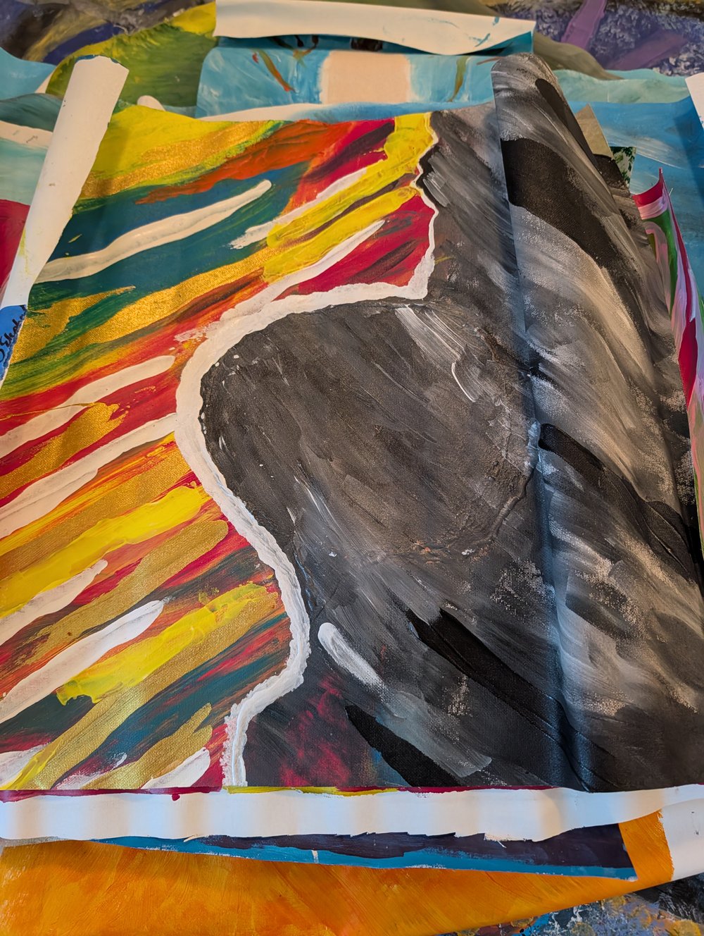 Image of Rolled canvas potentials in progress 