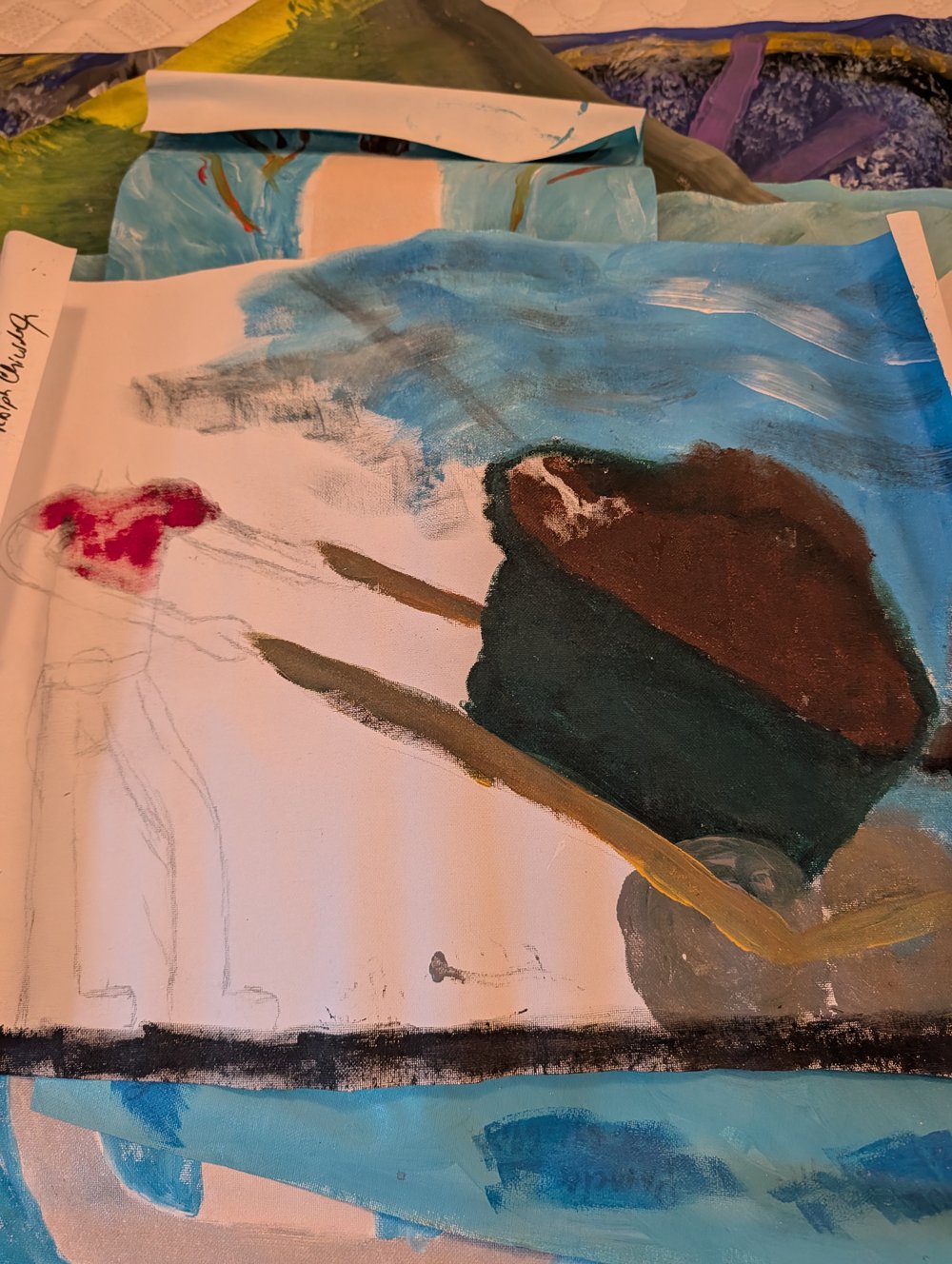 Image of Rolled canvas potentials in progress 