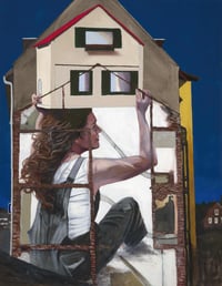 Kvinde med hus på hus (woman and house on house) - Open edition