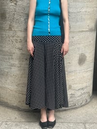 Image 4 of Merino Rib Top with Pearl Button boat  neck turquoise 