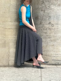 Image 2 of Merino Rib Top with Pearl Button boat  neck turquoise 