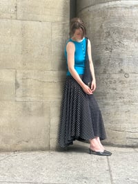 Image 1 of Merino Rib Top with Pearl Button boat  neck turquoise 