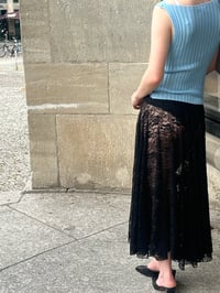 Image 3 of Cora Asymmetrical lace Midi Skirt – black 